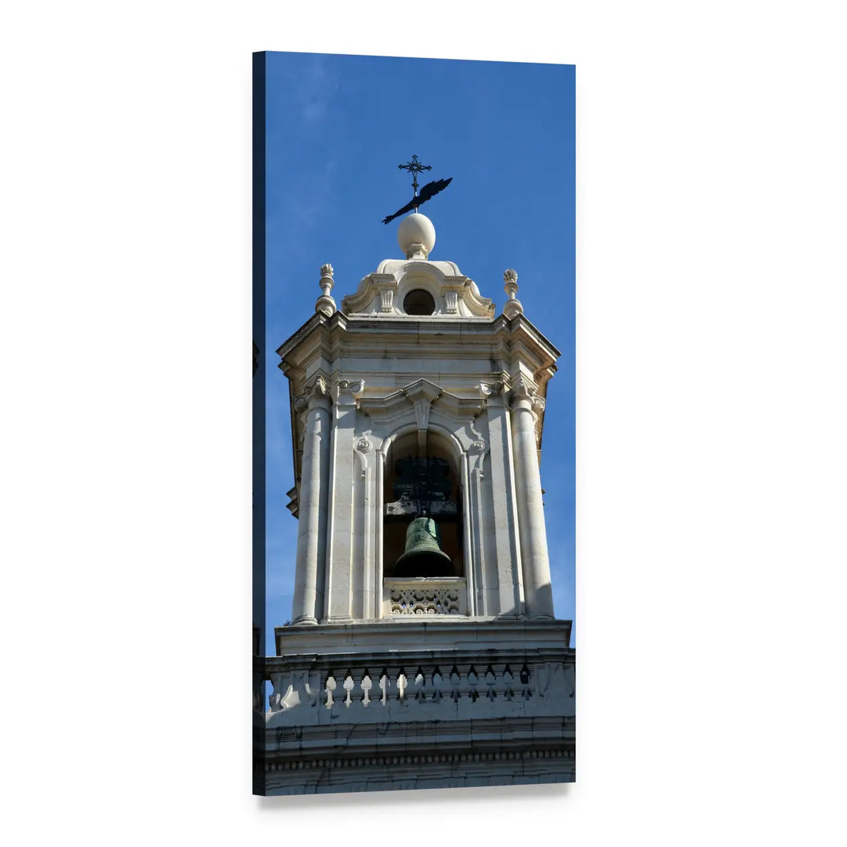 Lisbon Bell Tower at Historic Center Vertical Canvas Wall Art, 1 panel 1 Vertical layout gallery wrapped canvas set, angled product view