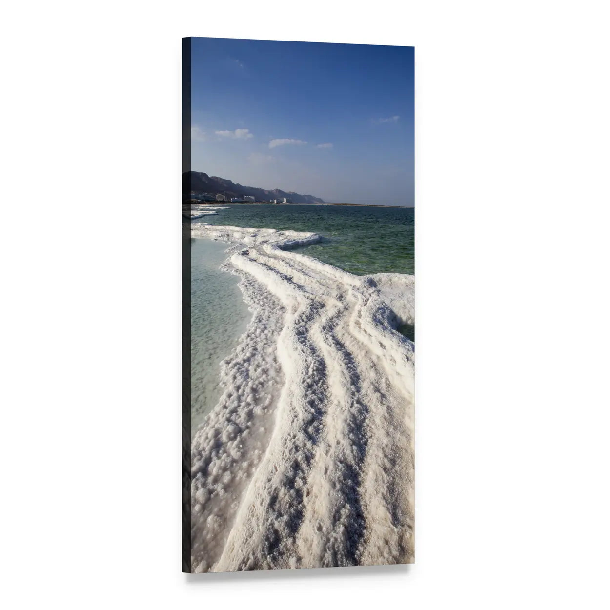 Dead Sea Salt Formations Vertical Canvas Wall Art, 1 panel 1 Vertical layout gallery wrapped canvas set, angled product view