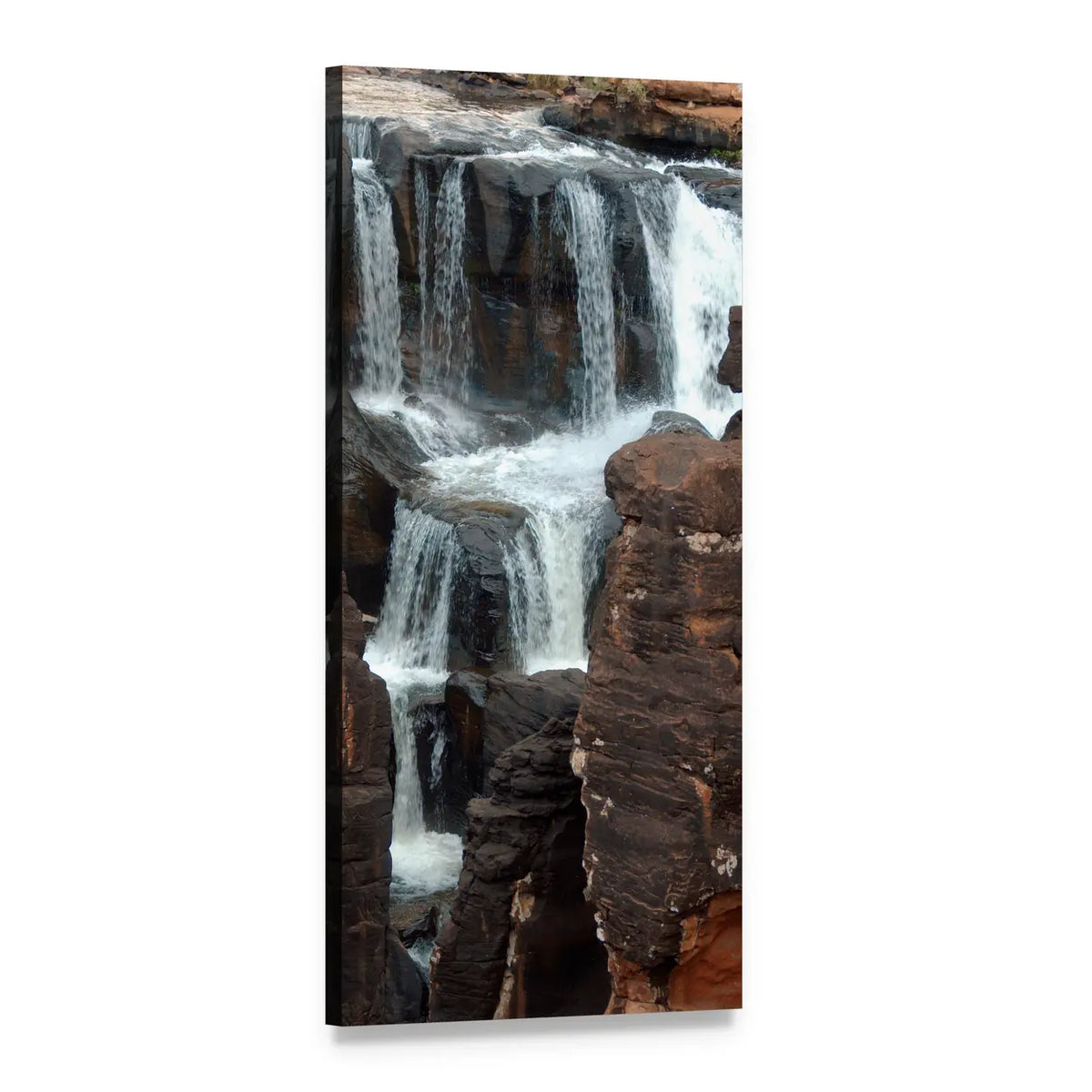 Blyde River Waterfall Vertical Canvas Wall Art, 1 panel 1 Vertical layout gallery wrapped canvas set, angled product view