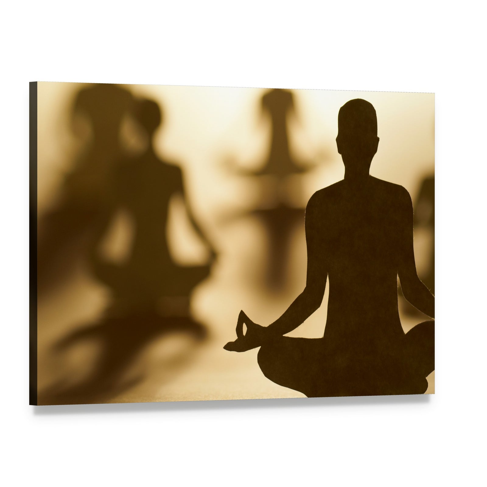 Group of People Doing Yoga Canvas Wall Art, single panel gallery wrapped canvas, angled product view
