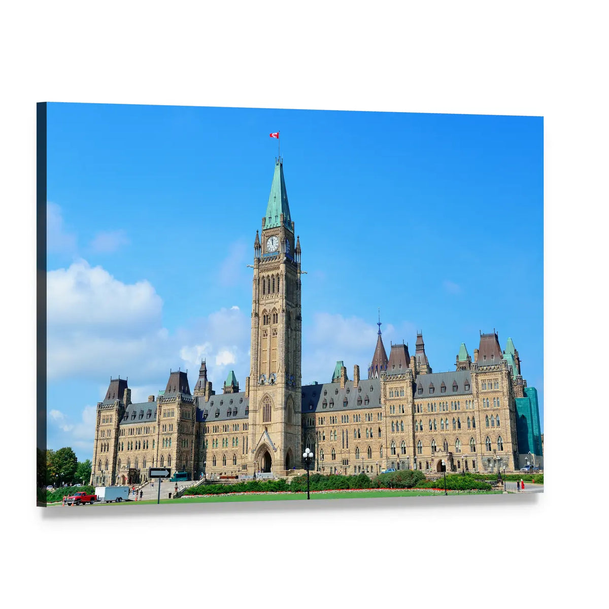 Parliament Buildings in Ottawa Canvas Wall Art, single panel gallery wrapped canvas, angled product view
