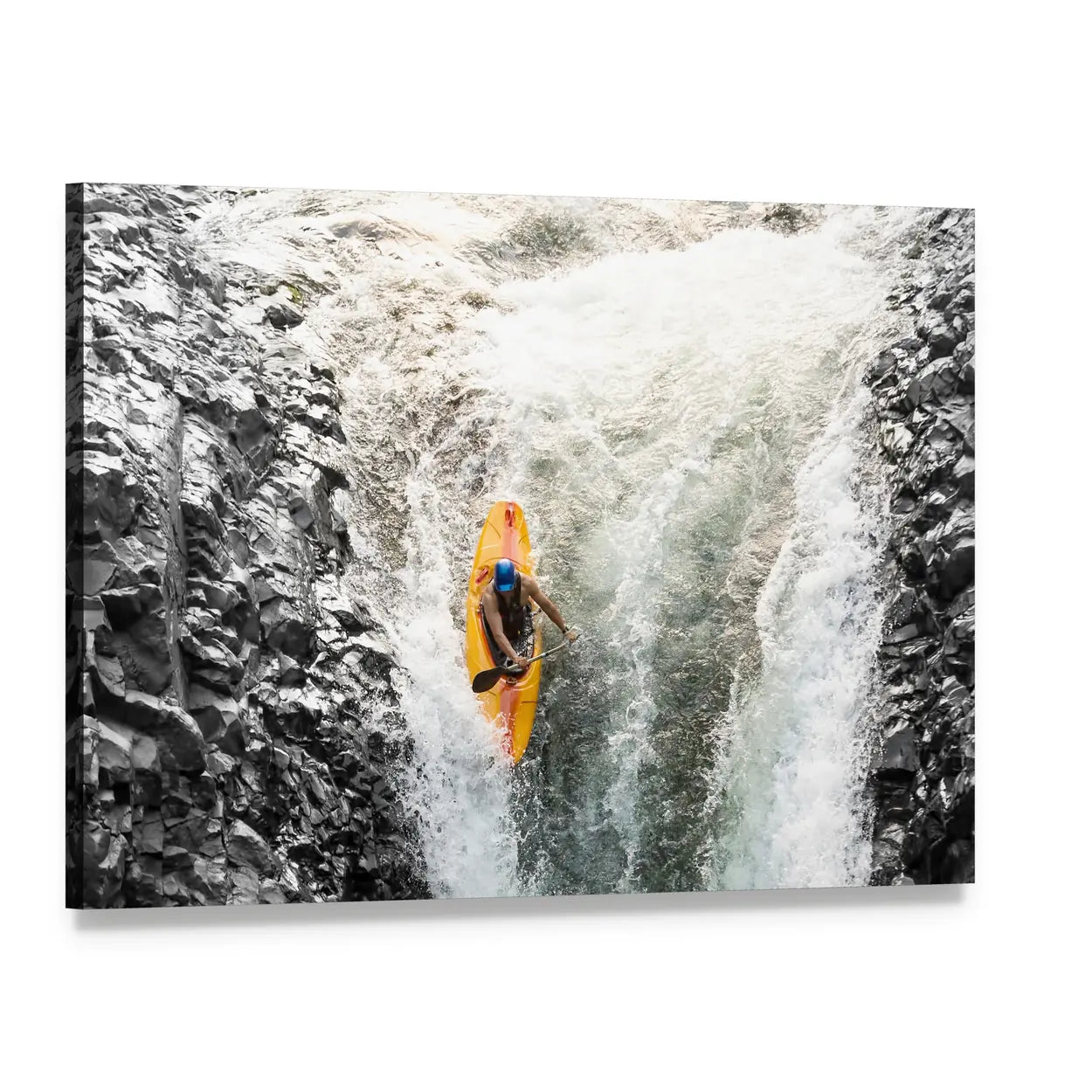 Kayaker Surging Through Tumbling Water Canvas Wall Art, single panel gallery wrapped canvas, angled product view