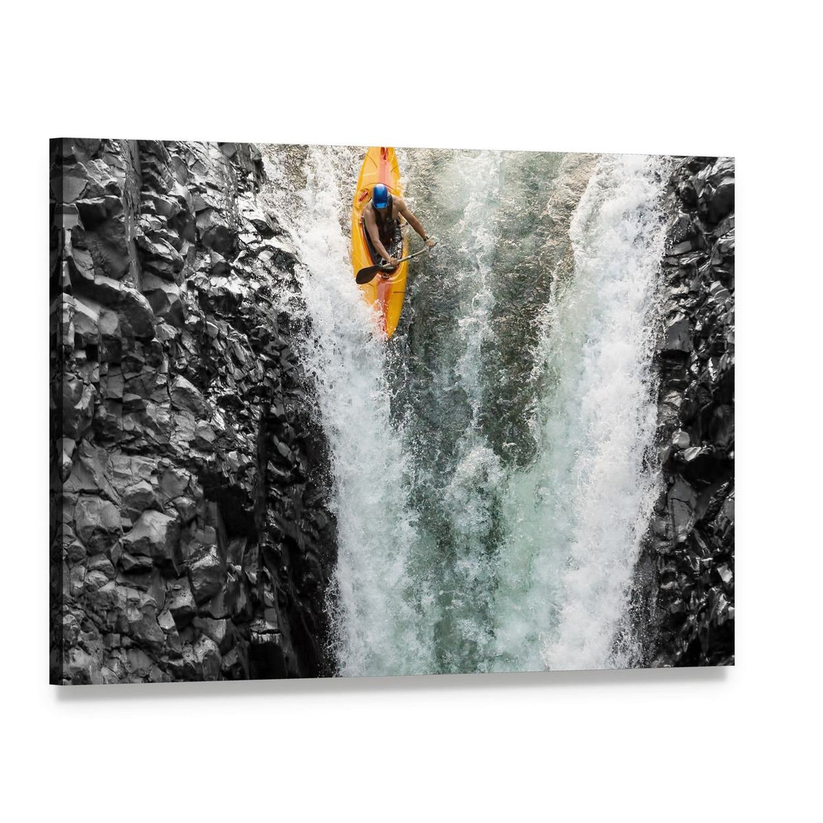 Kayaker Surging Through Tumbling Water Canvas Wall Art, single panel gallery wrapped canvas, angled product view