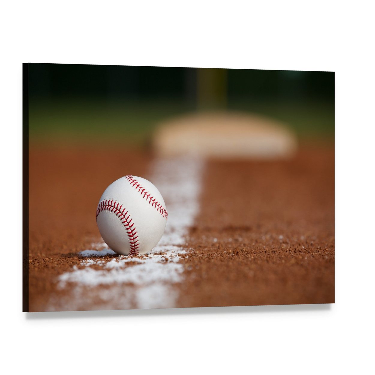 Baseball on Chalk Line Canvas Wall Art, single panel gallery wrapped canvas, angled product view
