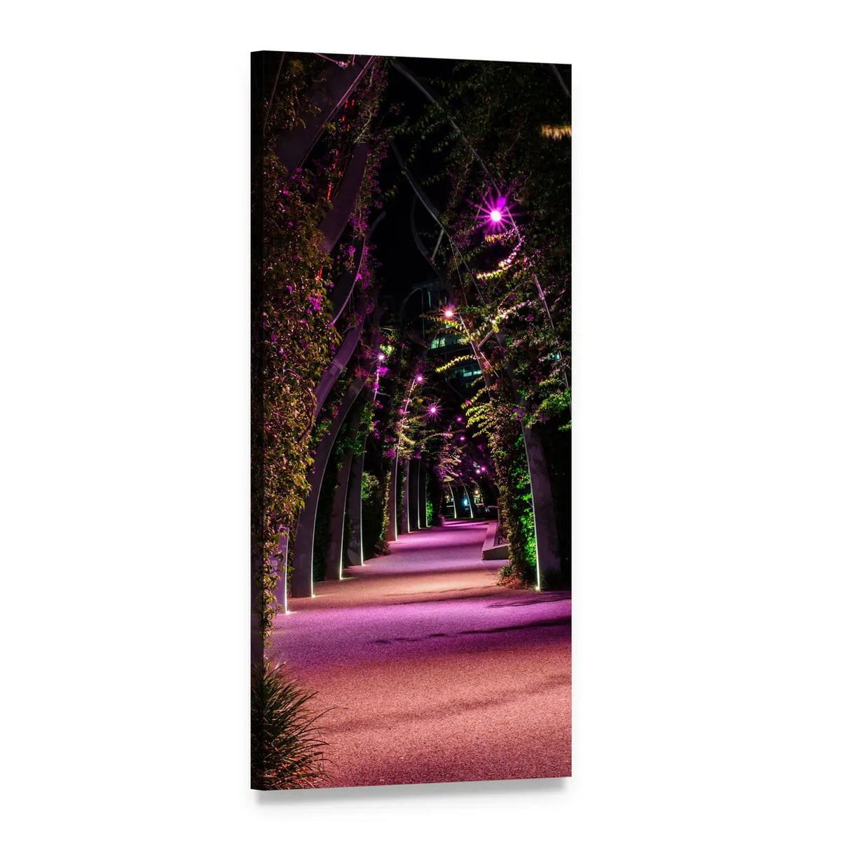 Enchanted Park Walkway with Pink Gravel Vertical Canvas Wall Art, 1 panel 1 Vertical layout gallery wrapped canvas set, angled product view