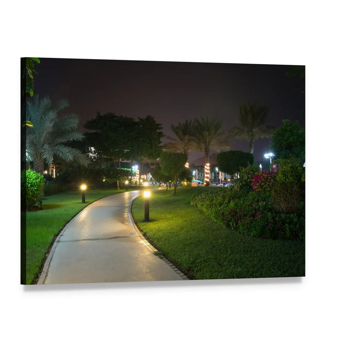 Garden at Night Canvas Wall Art, single panel gallery wrapped canvas, angled product view