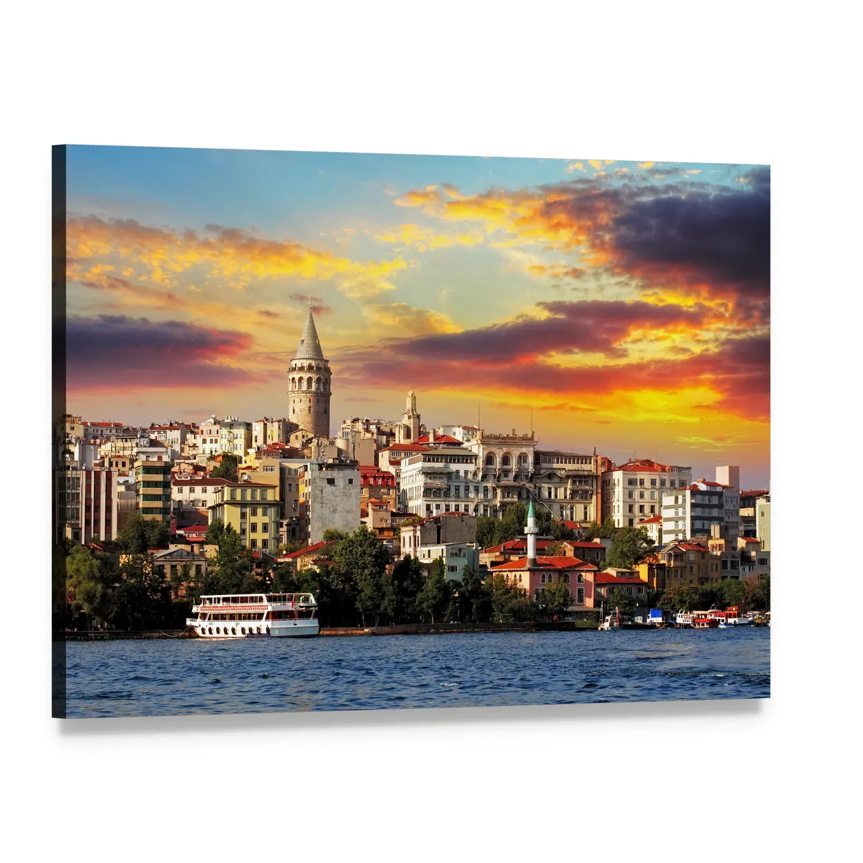 Istanbul at Sunset Canvas Wall Art, single panel gallery wrapped canvas, angled product view