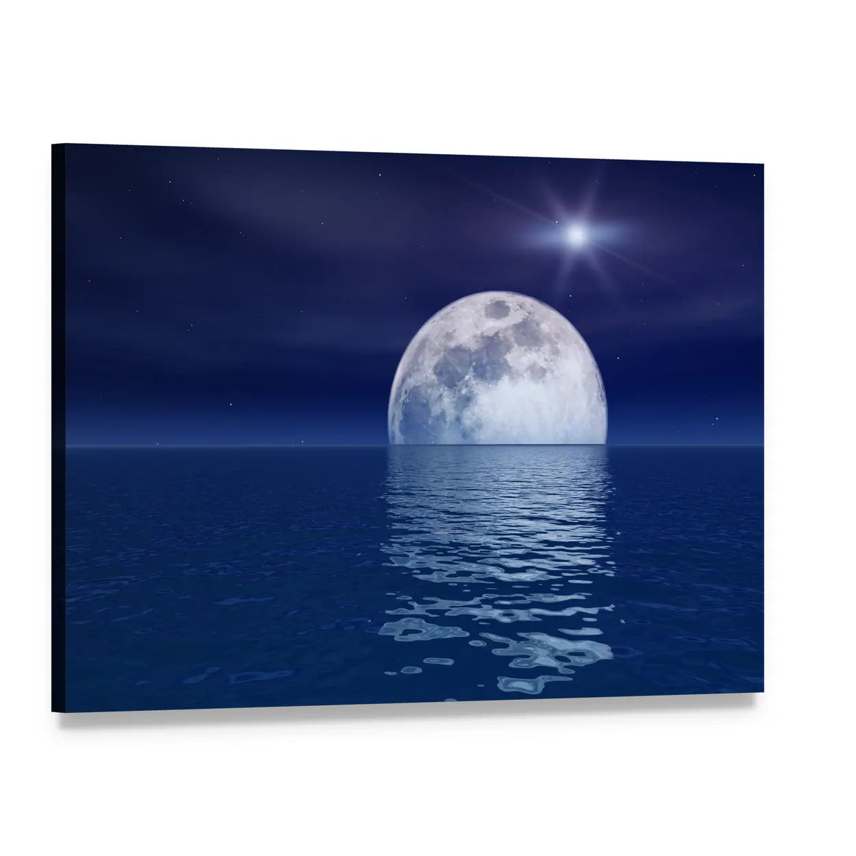 Quasar Star Over Moonlit Sea Canvas Wall Art, single panel gallery wrapped canvas, angled product view