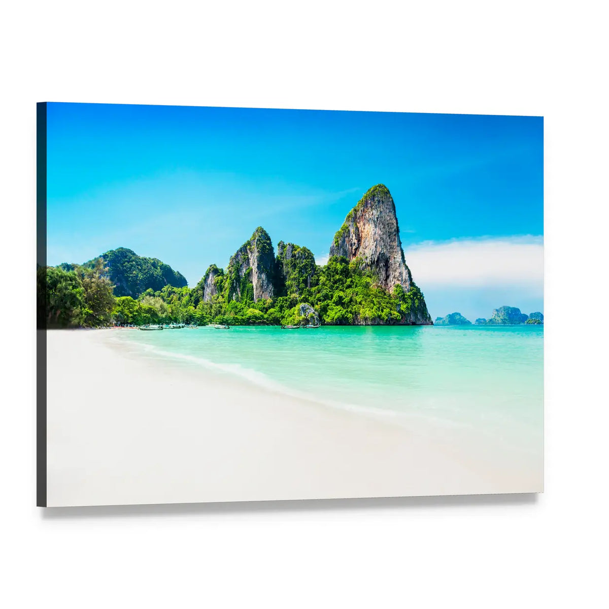 Beach with Limestone Cliffs Canvas Wall Art, single panel gallery wrapped canvas, angled product view