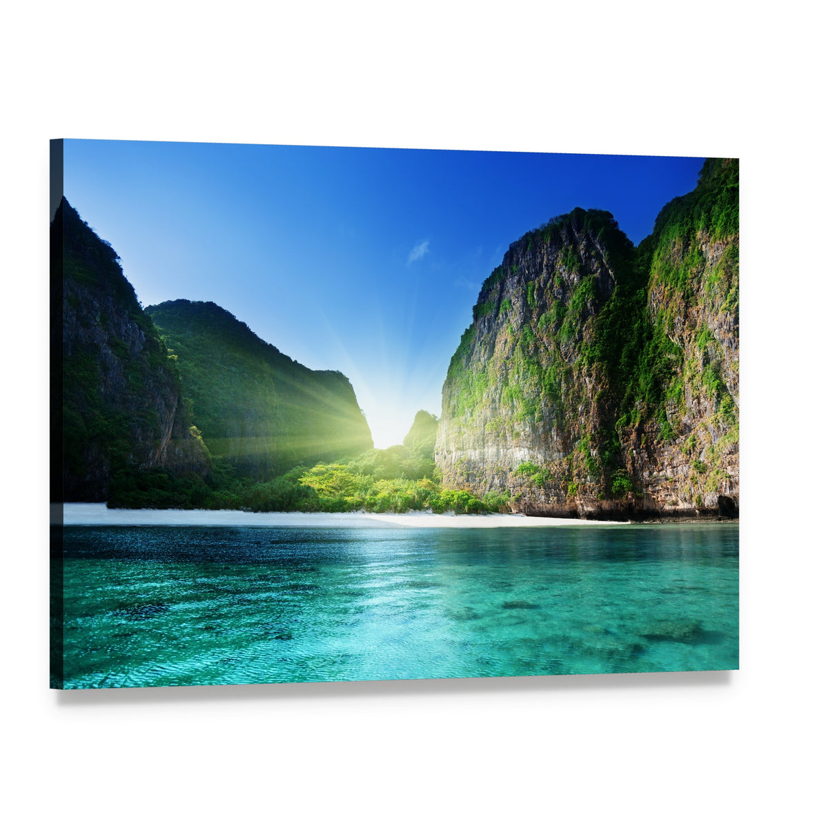 Sunrise Over Maya Bay Canvas Wall Art, single panel gallery wrapped canvas, angled product view