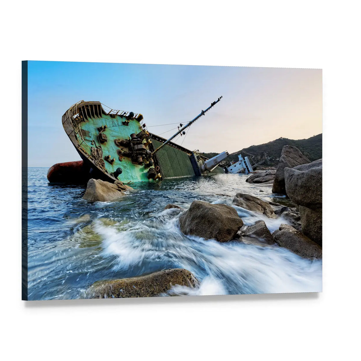 Shipwreck in Hong Kong Canvas Wall Art, single panel gallery wrapped canvas, angled product view