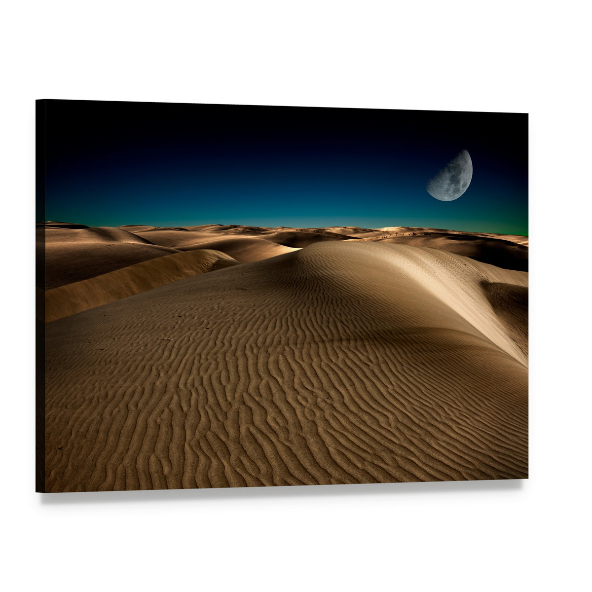 Night in Serene Desert Dunes Canvas Wall Art, single panel gallery wrapped canvas, angled product view