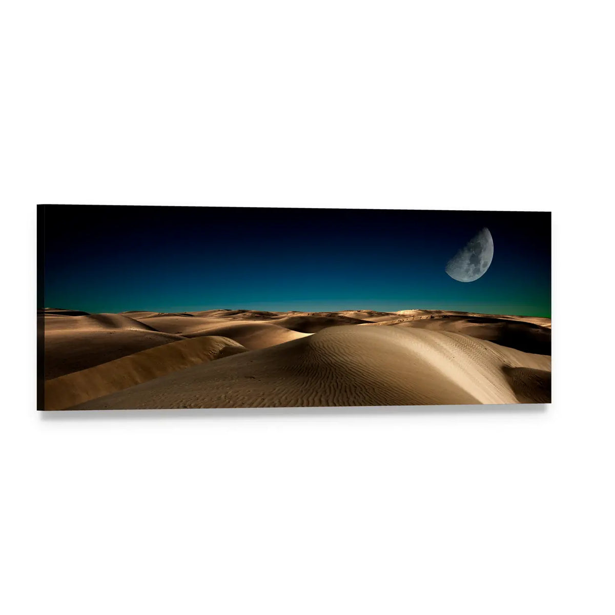 Desert Sand Dunes at Night Panoramic Canvas Wall Art, single panel gallery wrapped canvas, angled product view