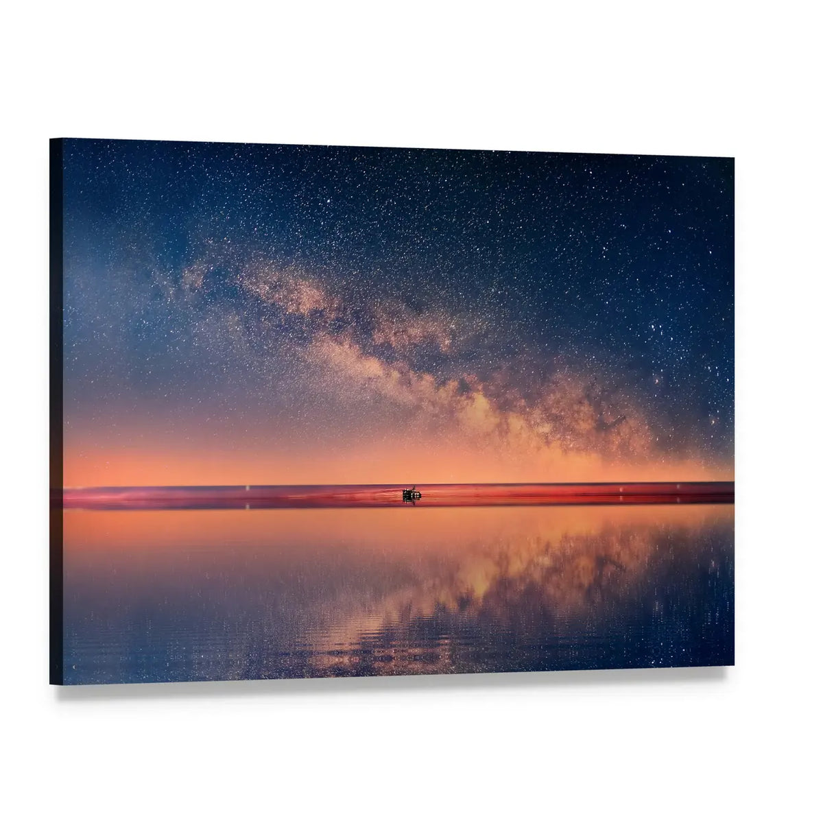 Starry Night Universe At Sea Canvas Wall Art, single panel gallery wrapped canvas, angled product view