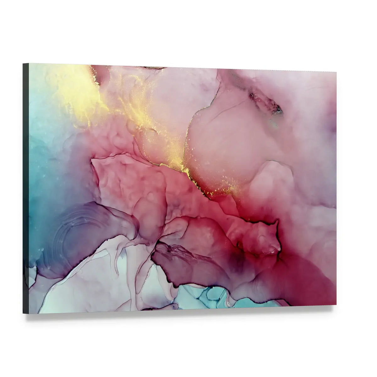 Splash Of Fluid Artwork Canvas Wall Art, single panel gallery wrapped canvas, angled product view