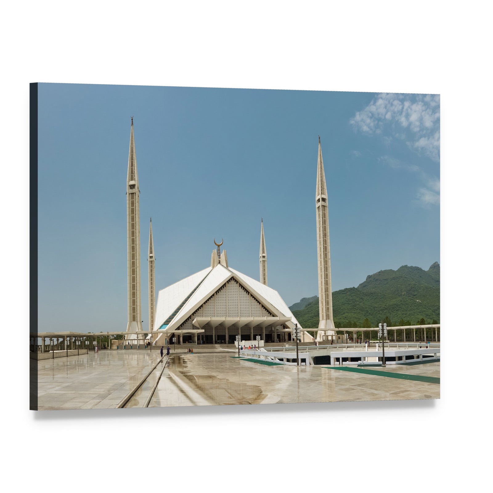 Faisal Mosque with Minarets in Islamabad Canvas Wall Art, single panel gallery wrapped canvas, angled product view