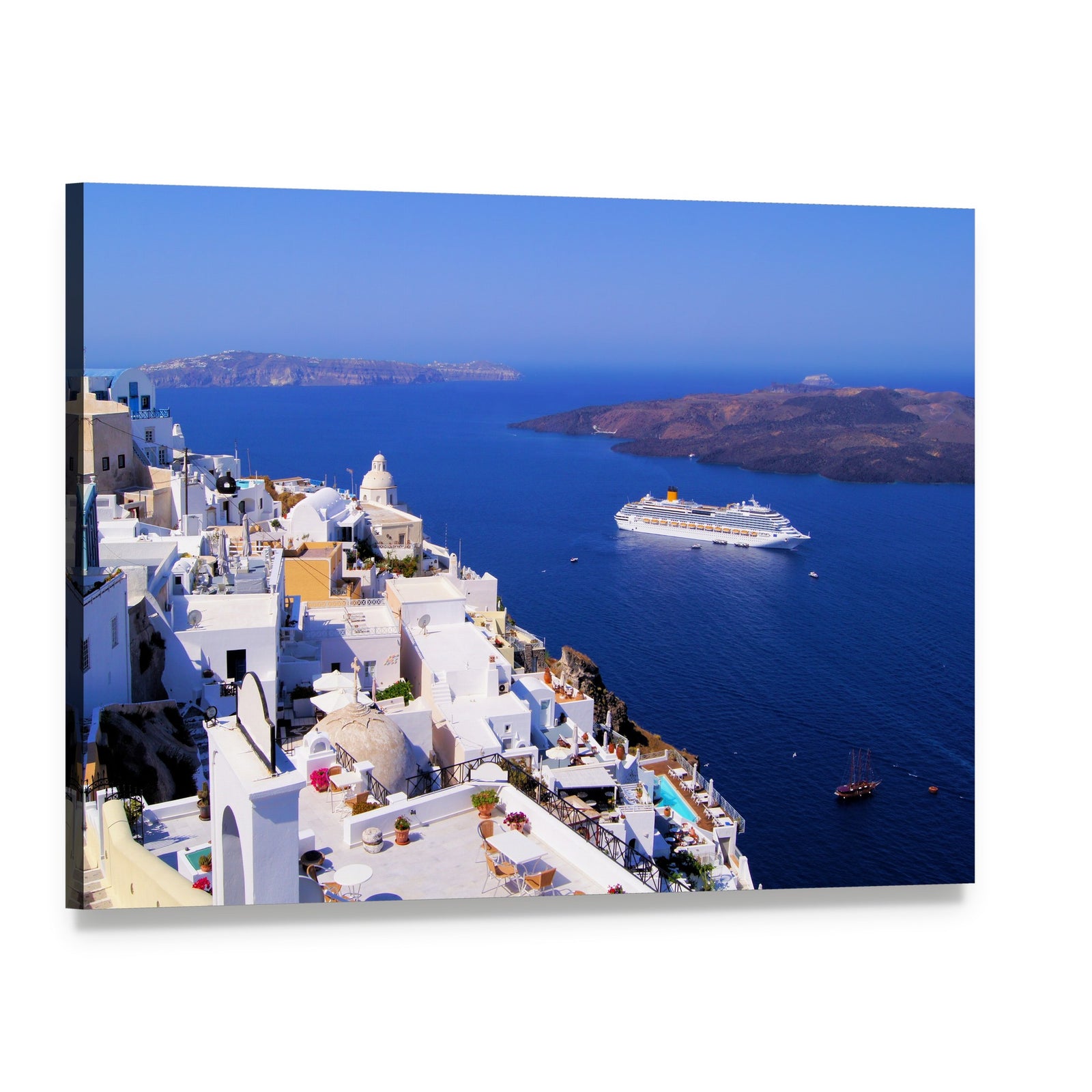 Fira Townscape on Santorini Canvas Wall Art, single panel gallery wrapped canvas, angled product view