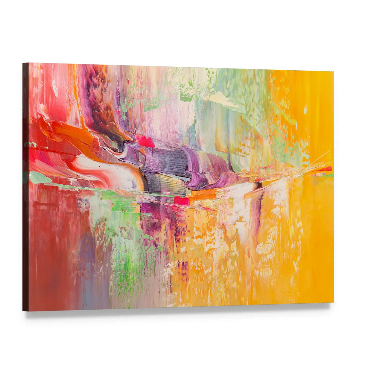 Colorful Abstract Strokes Canvas Wall Art, single panel gallery wrapped canvas, angled product view