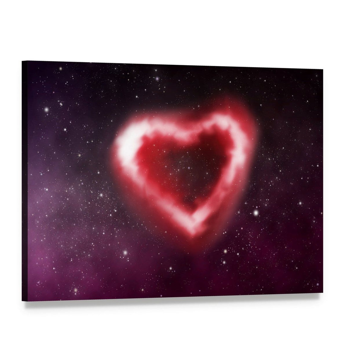 Heart Nebula Canvas Wall Art, single panel gallery wrapped canvas, angled product view