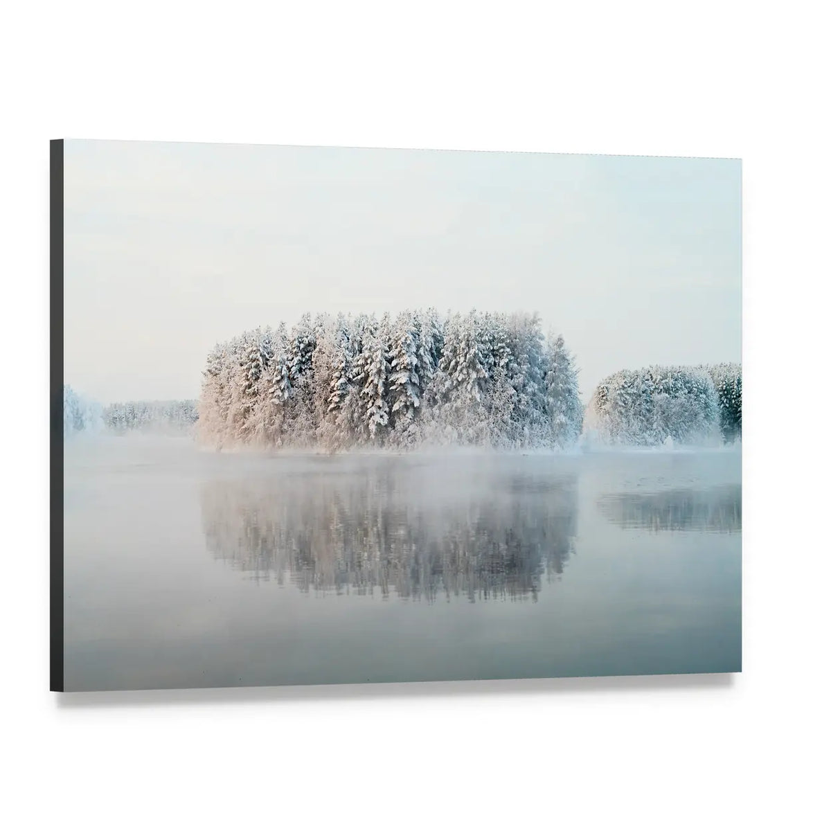 Unfrozen Lake In Winter Forests Of Karelia Russia Canvas Wall Art, single panel gallery wrapped canvas, angled product view