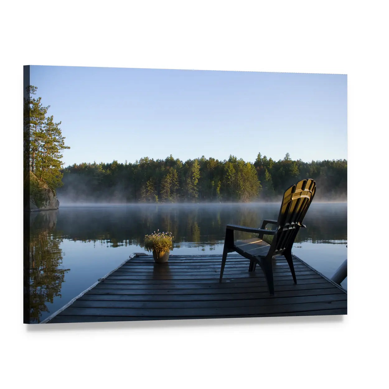 Weslemkoon Lake Dock View Canvas Wall Art, single panel gallery wrapped canvas, angled product view
