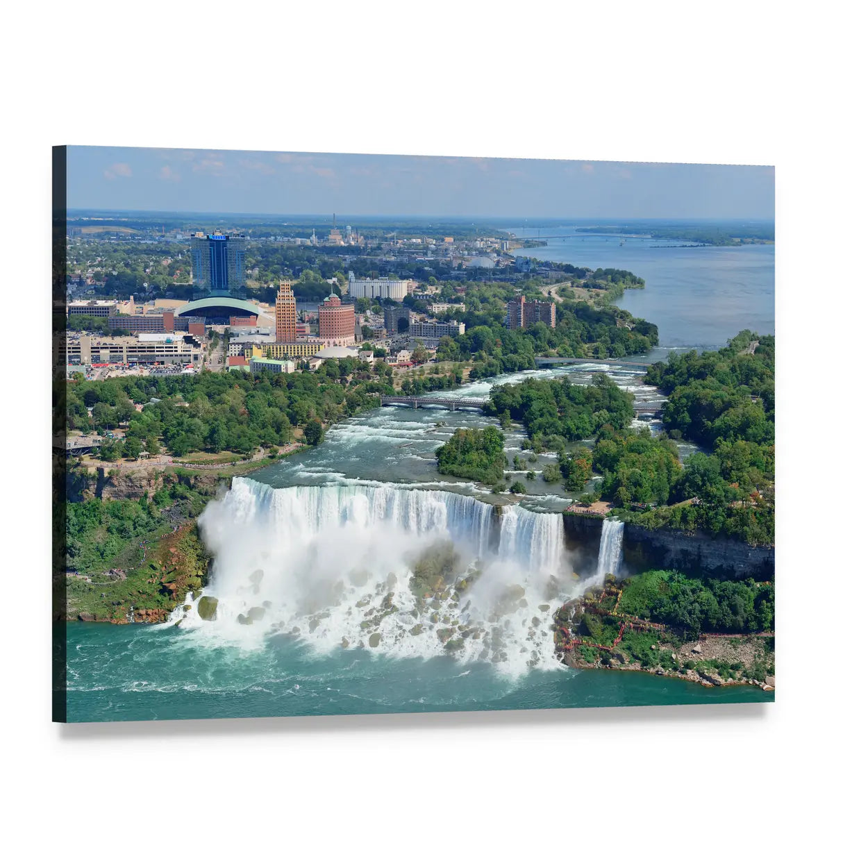 Niagara Falls Aerial View Canvas Wall Art, single panel gallery wrapped canvas, angled product view