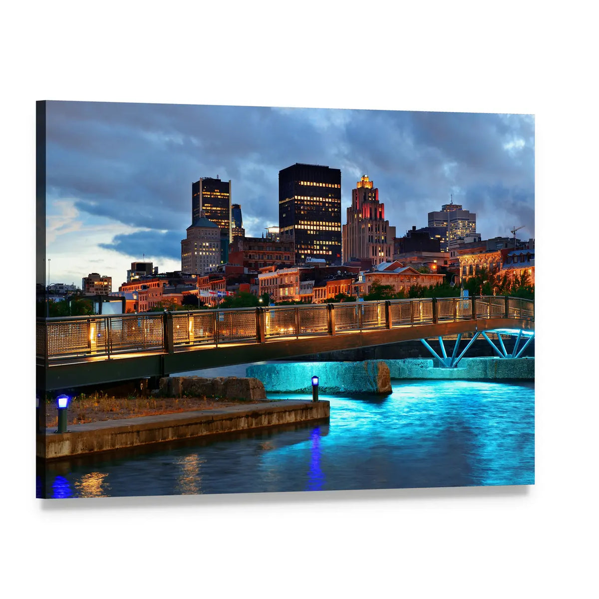 Old Street in Montreal Canvas Wall Art, single panel gallery wrapped canvas, angled product view