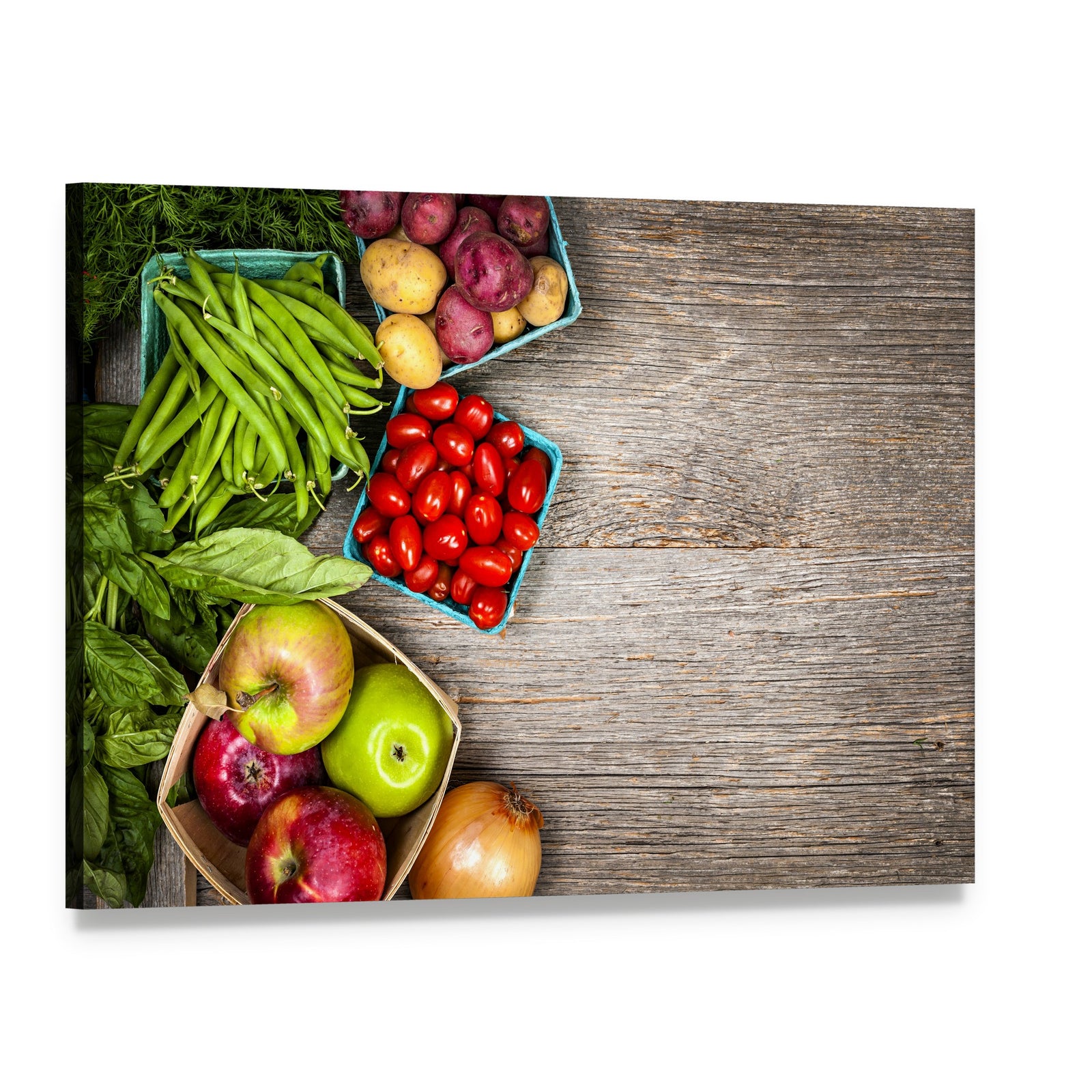 Fruits and Vegetables Canvas Wall Art, single panel gallery wrapped canvas, angled product view