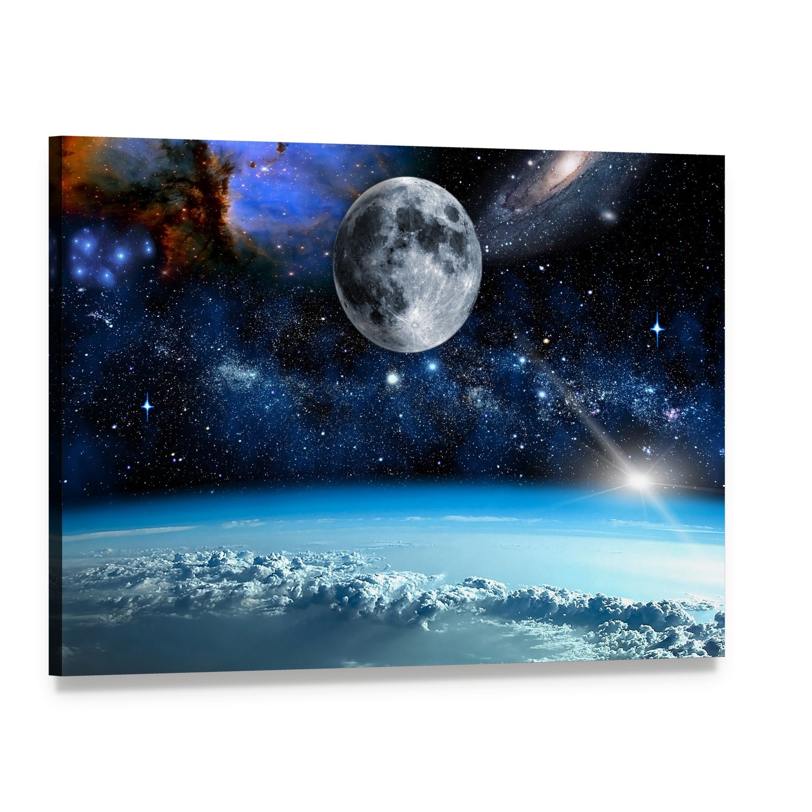 Space View from Earth Canvas Wall Art, single panel gallery wrapped canvas, angled product view