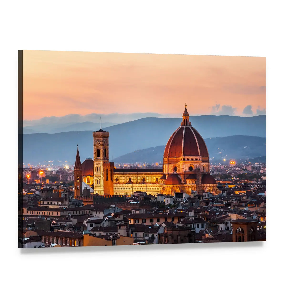 Santa Maria Cathedral at Sunset Canvas Wall Art, single panel gallery wrapped canvas, angled product view