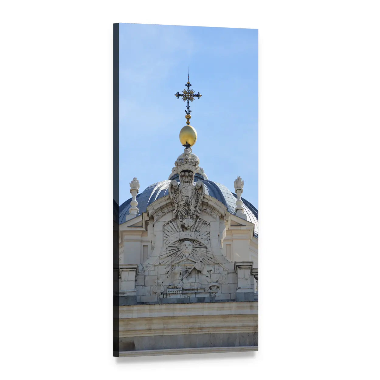 Cathedral Dome with Golden Orb and Iron Cross Vertical Canvas Wall Art, 1 panel 1 Vertical layout gallery wrapped canvas set, angled product view