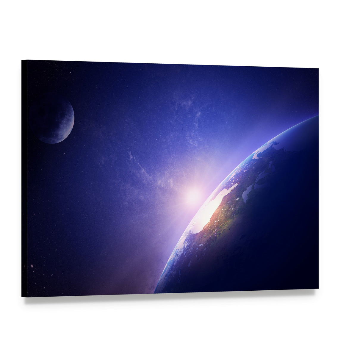 Morning on Planet Earth Canvas Wall Art, single panel gallery wrapped canvas, angled product view