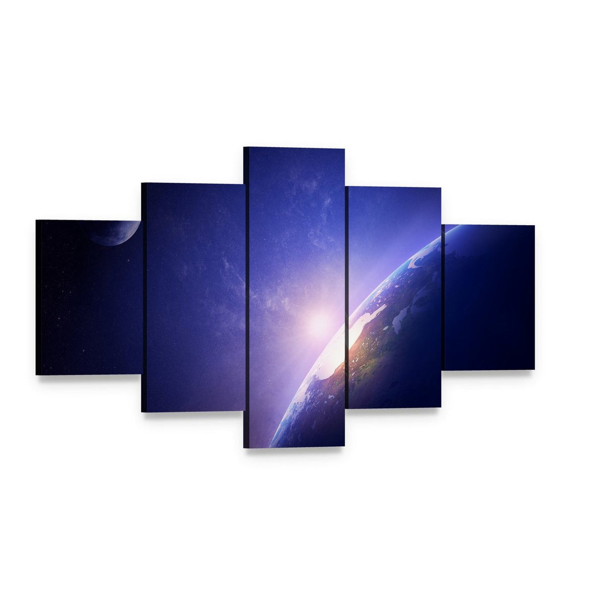 Morning on Planet Earth Canvas Wall Art, 5 panel 5 Star layout gallery wrapped canvas set, angled product view