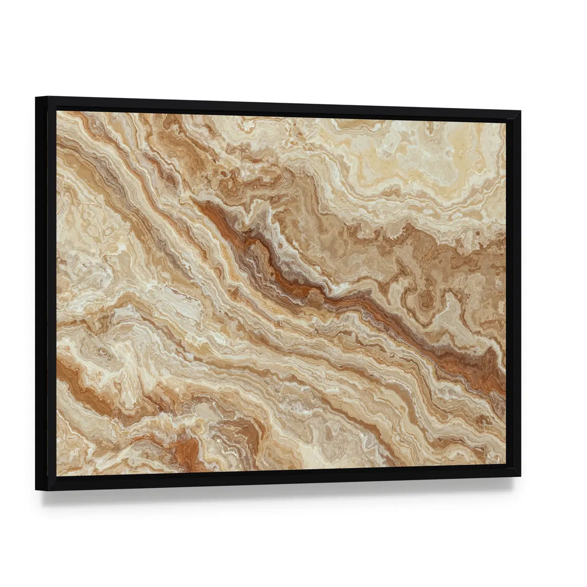 Honey Onyx Tile Pattern Canvas Wall Art, framed canvas in a black floater frame, angled product view