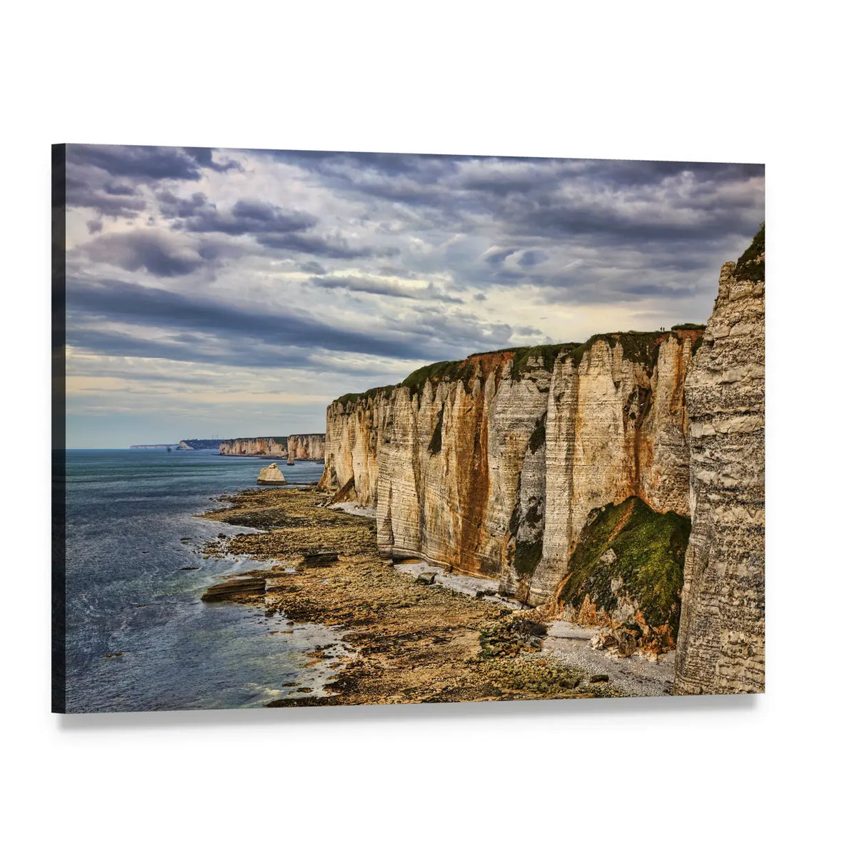 Cliffs at Etretat Canvas Wall Art, single panel gallery wrapped canvas, angled product view