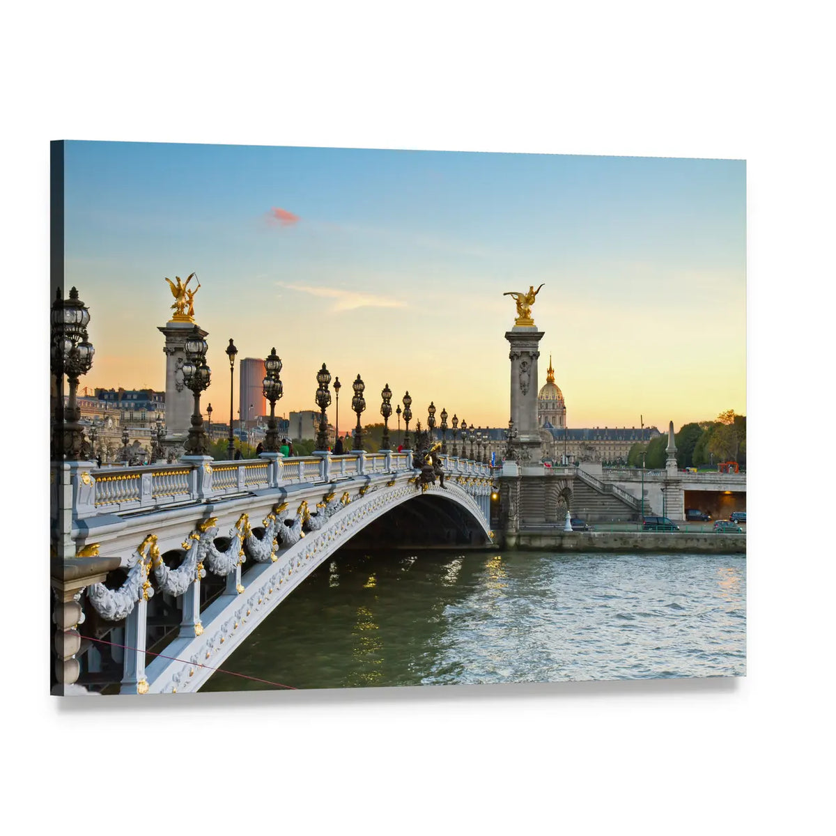 Alexandre Iii Bridge at Sunset, Paris Canvas Wall Art, single panel gallery wrapped canvas, angled product view
