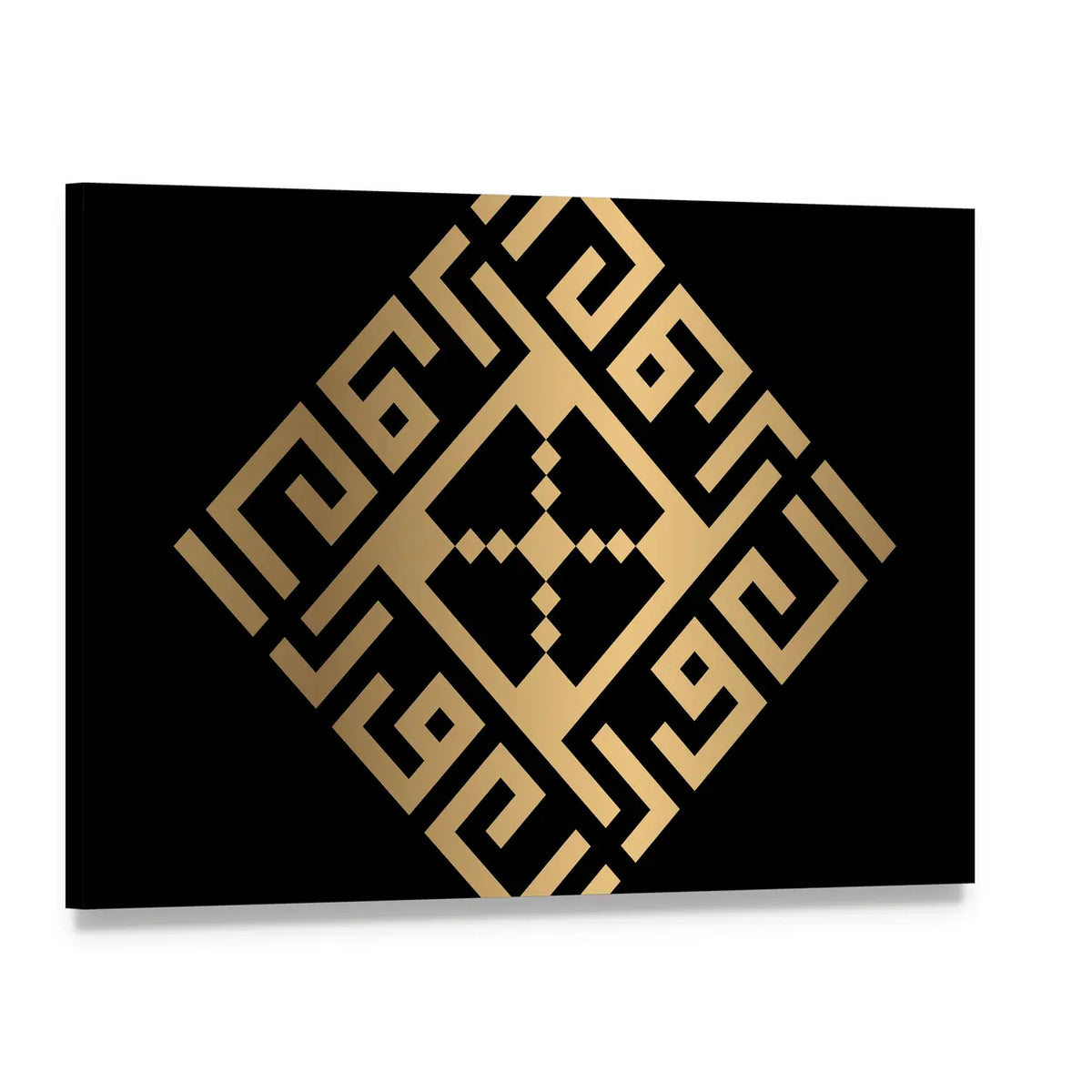 Al-awwal Square Kufic Calligraphy Canvas Wall Art, single panel gallery wrapped canvas, angled product view