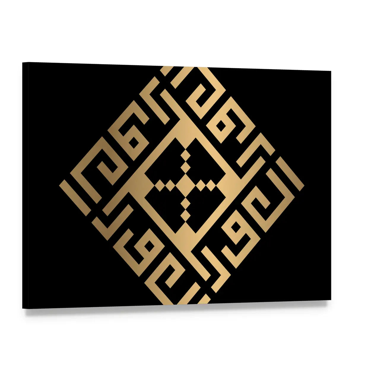 Al-awwal Square Kufic Calligraphy Canvas Wall Art, single panel gallery wrapped canvas, angled product view