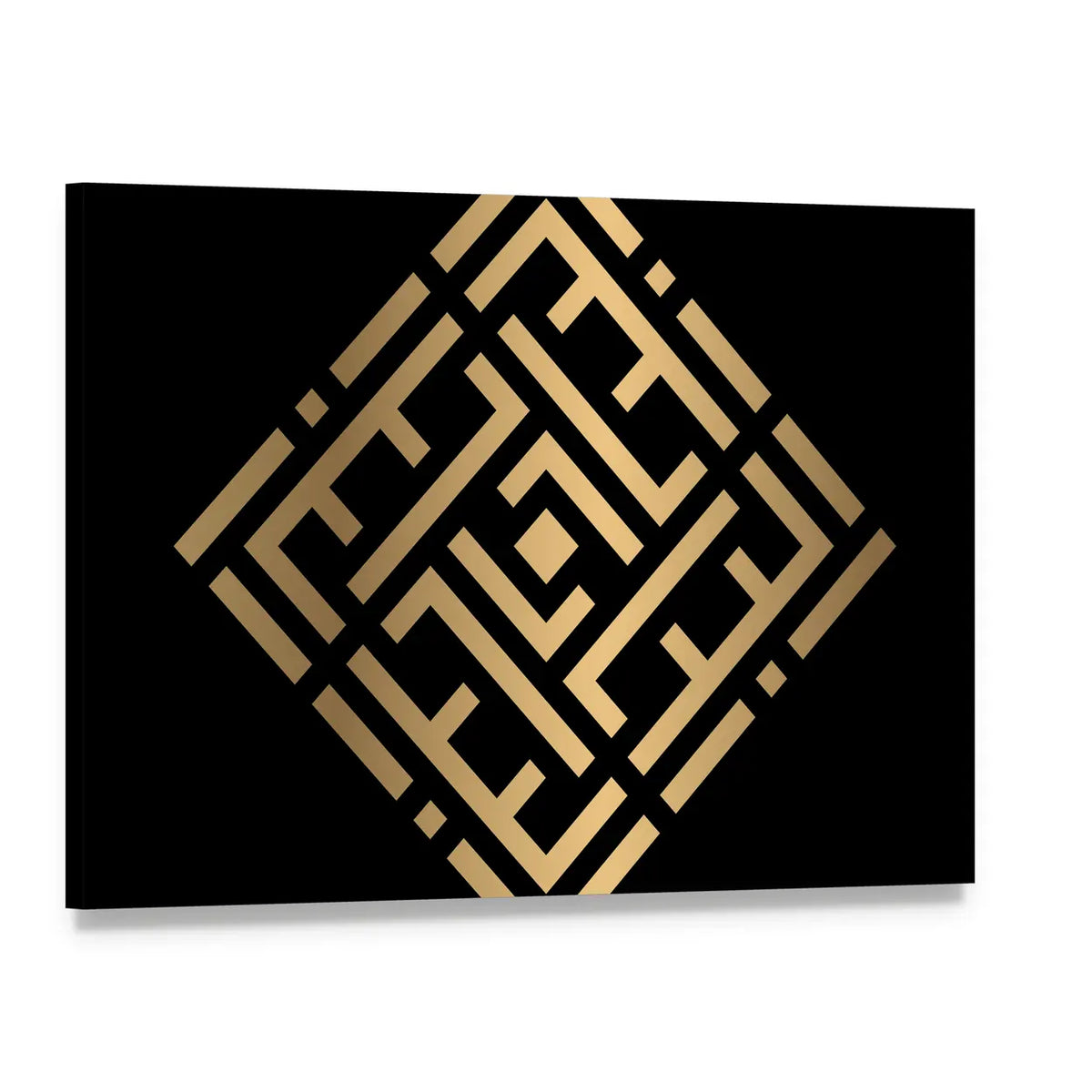 Al-barru Square Kufic Calligraphy Canvas Wall Art, single panel gallery wrapped canvas, angled product view