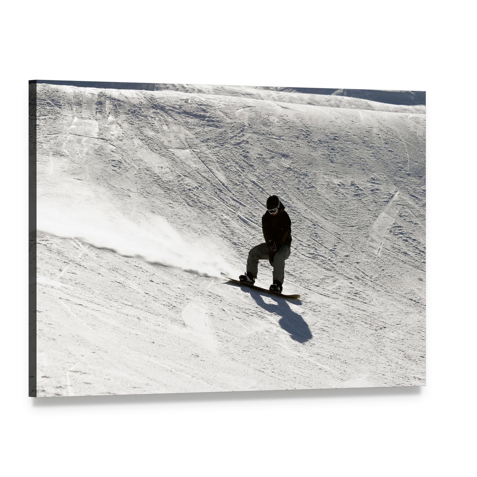 Snowboarder Going Down Canvas Wall Art, single panel gallery wrapped canvas, angled product view