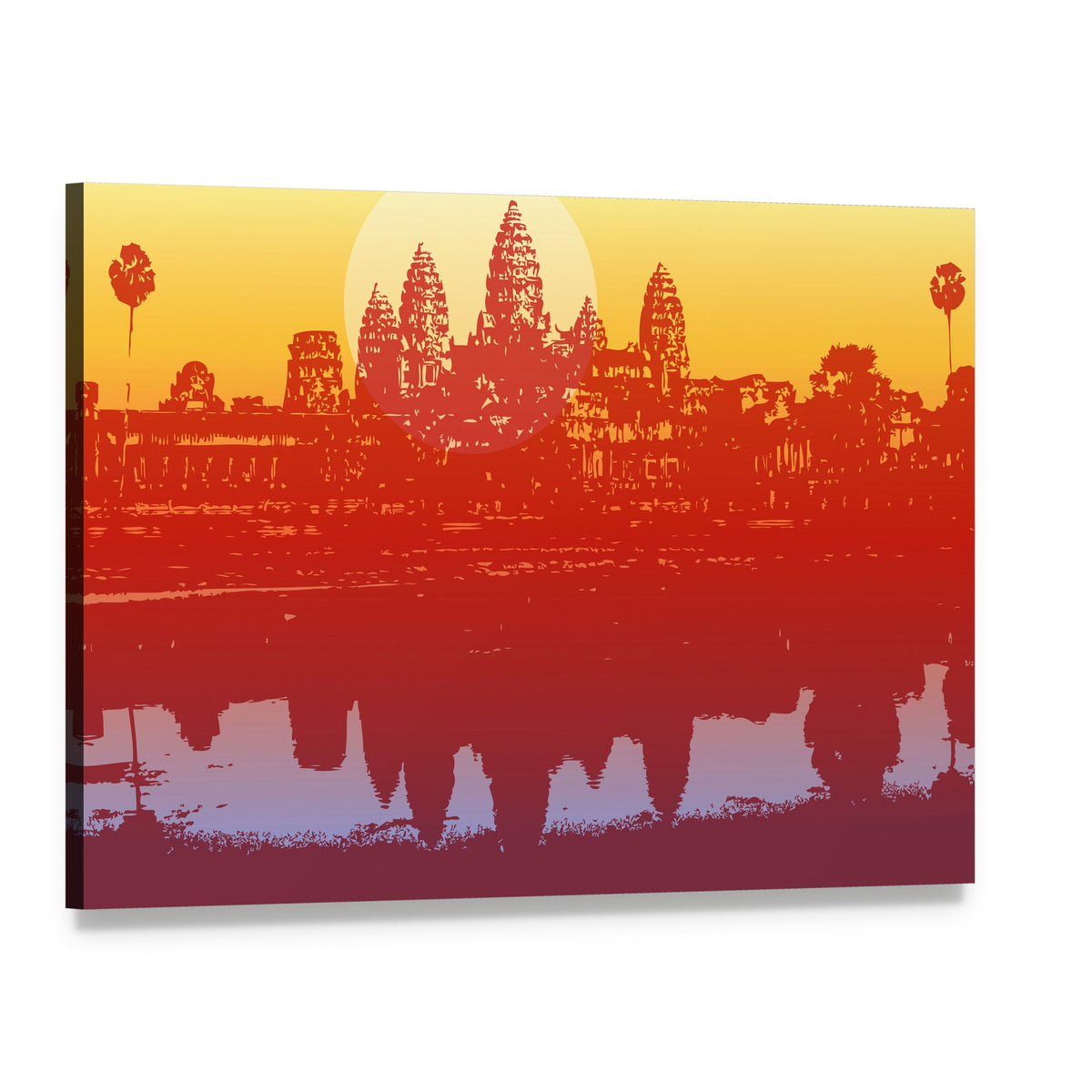 Angkor Wat at Sunset Canvas Wall Art, single panel gallery wrapped canvas, angled product view