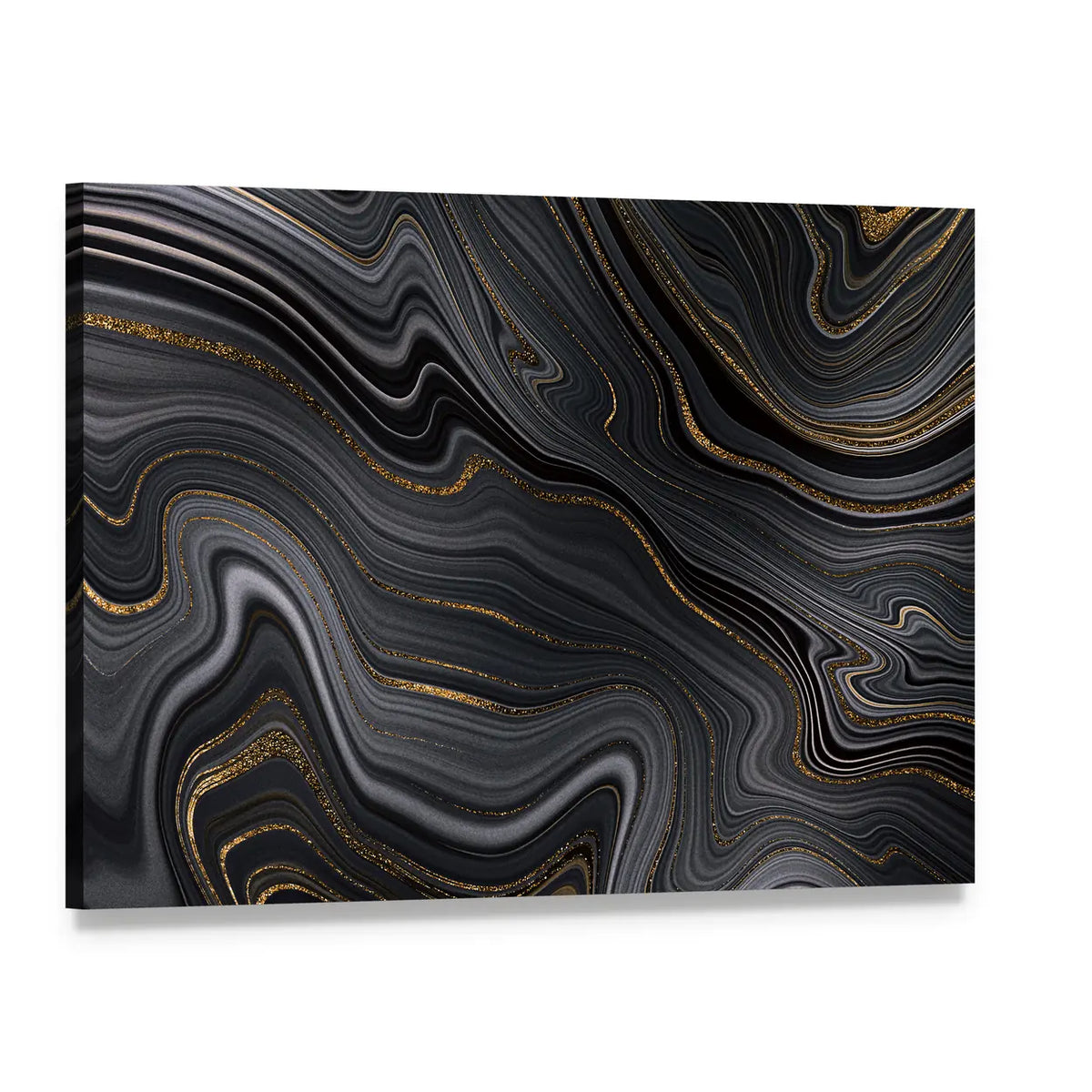 Golden Veins Texture Canvas Wall Art, single panel gallery wrapped canvas, angled product view