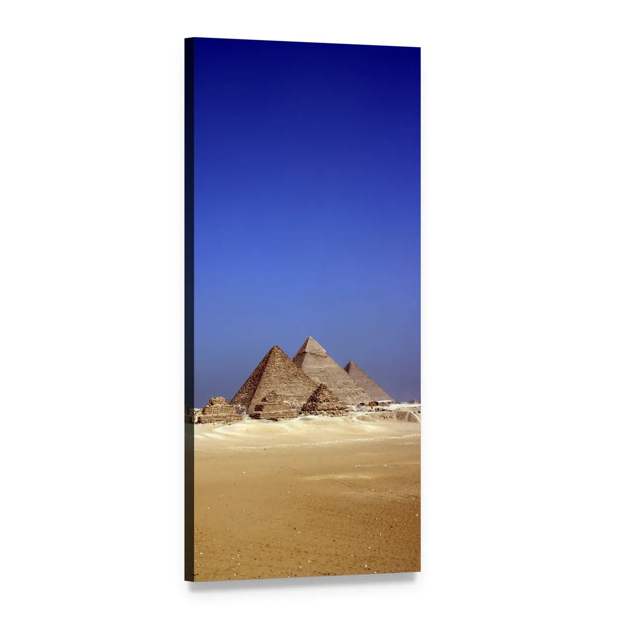Great Pyramids of Giza Desert Scene Vertical Canvas Wall Art, 1 panel 1 Vertical layout gallery wrapped canvas set, angled product view