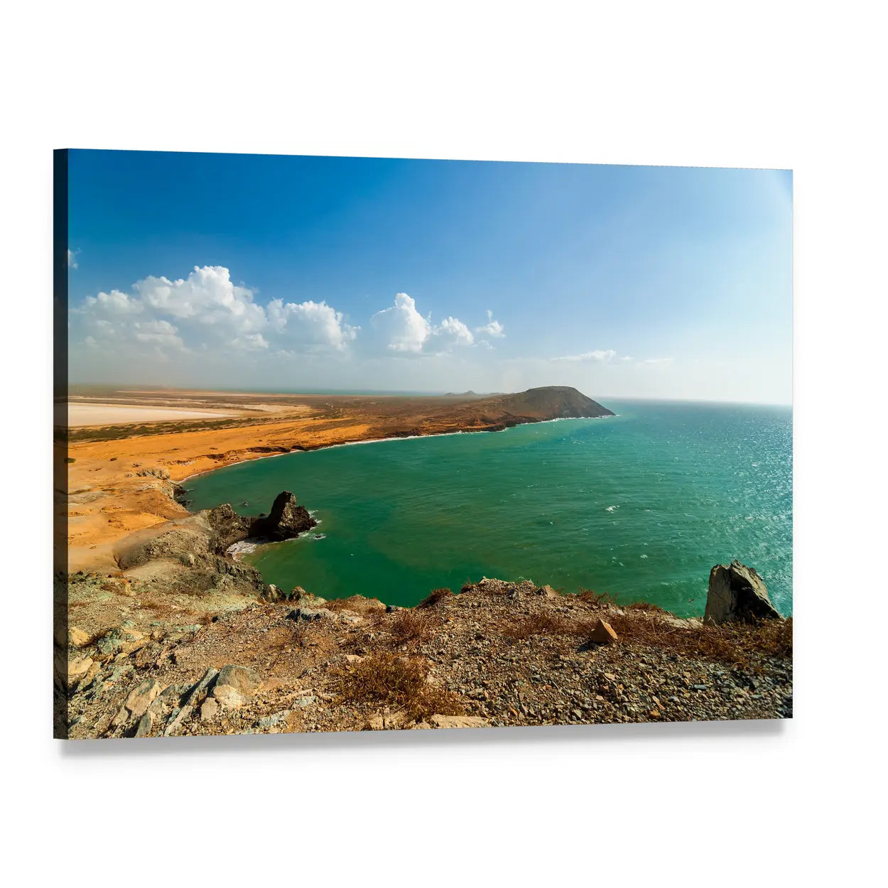 La Guajira Coastline View Canvas Wall Art, single panel gallery wrapped canvas, angled product view