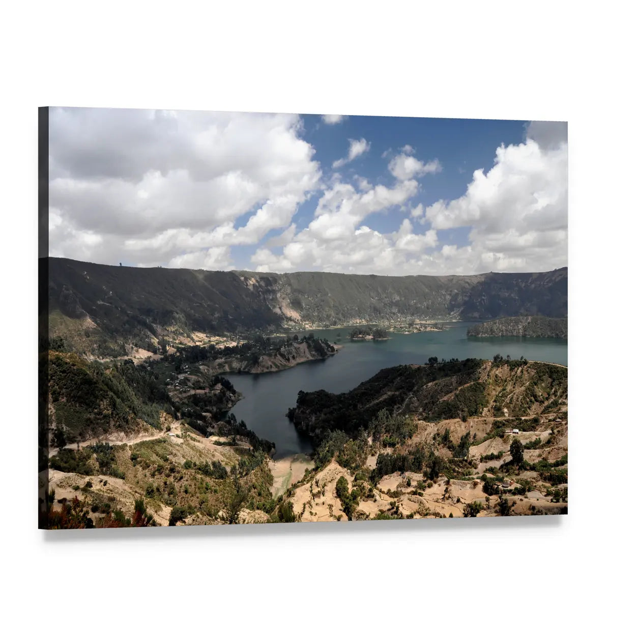 Wenchi Crater Lake Canvas Wall Art, single panel gallery wrapped canvas, angled product view