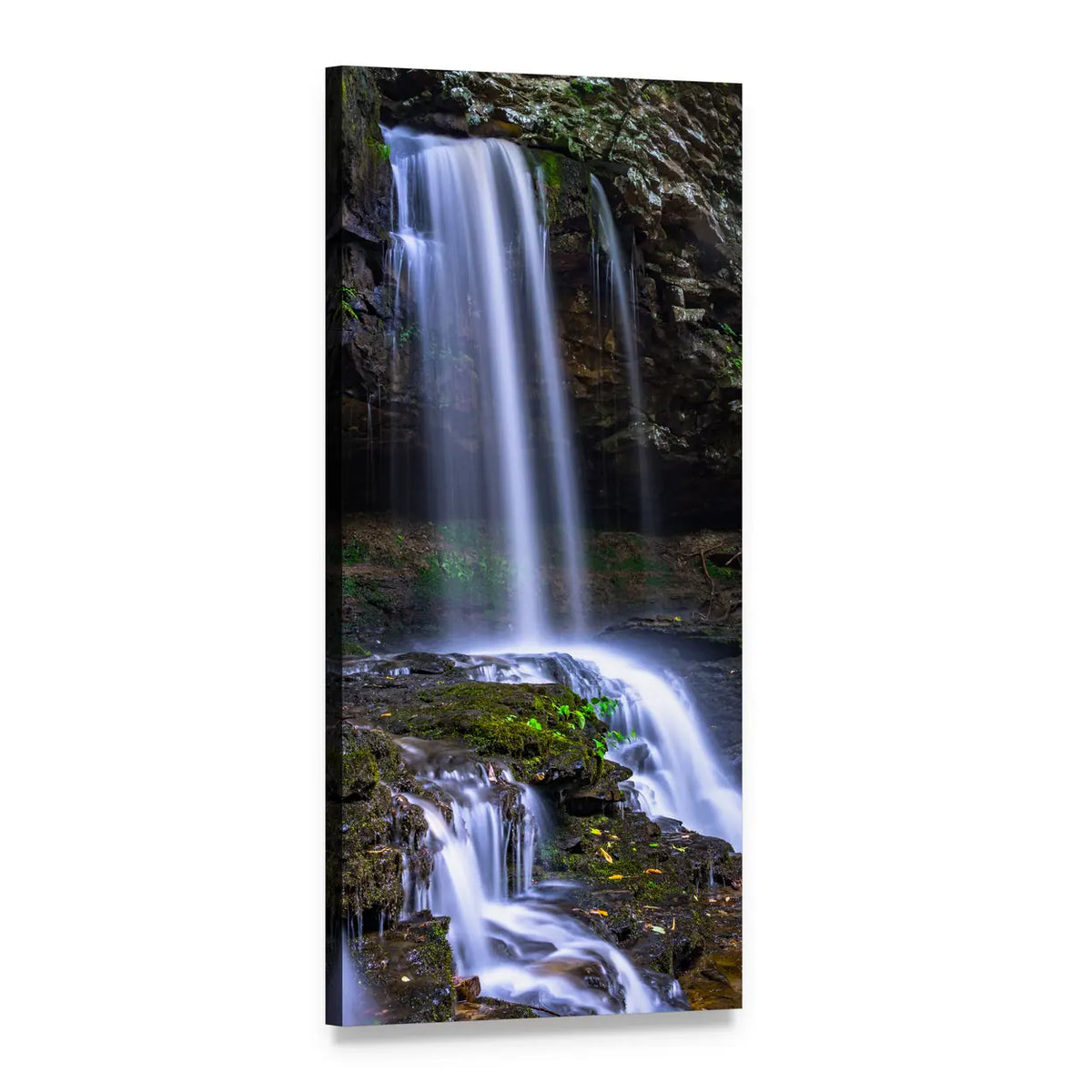 Cascade Falls Waterfall Vertical Canvas Wall Art, 1 panel 1 Vertical layout gallery wrapped canvas set, angled product view