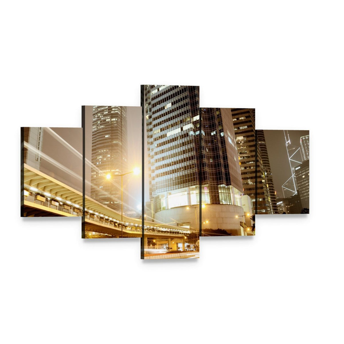 High Traffic Road Canvas Wall Art, 5 panel 5 Star layout gallery wrapped canvas set, angled product view
