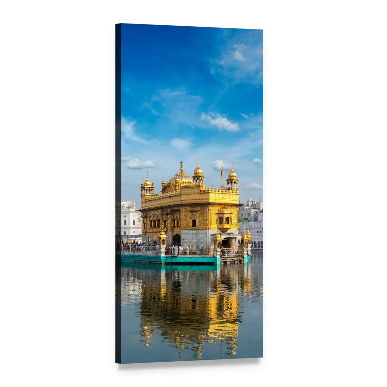 Golden Temple at Amritsar Vertical Canvas Wall Art, 1 panel 1 Vertical layout gallery wrapped canvas set, angled product view