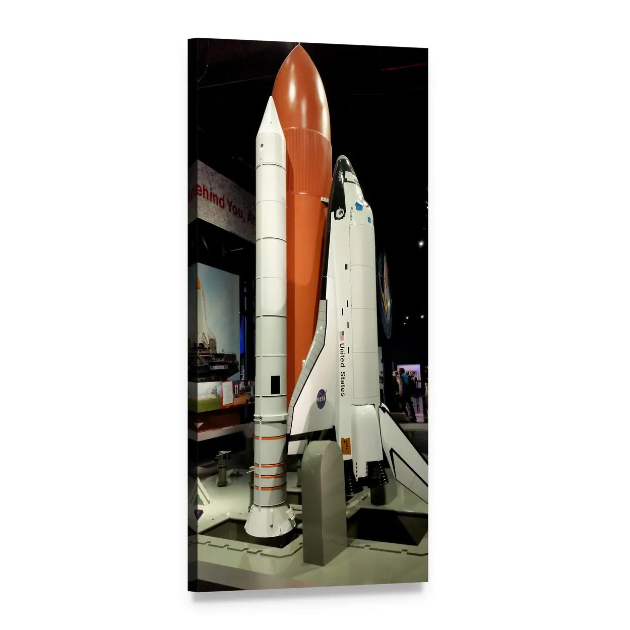 Shuttle and Rocket at Kennedy Space Station Vertical Canvas Wall Art, 1 panel 1 Vertical layout gallery wrapped canvas set, angled product view