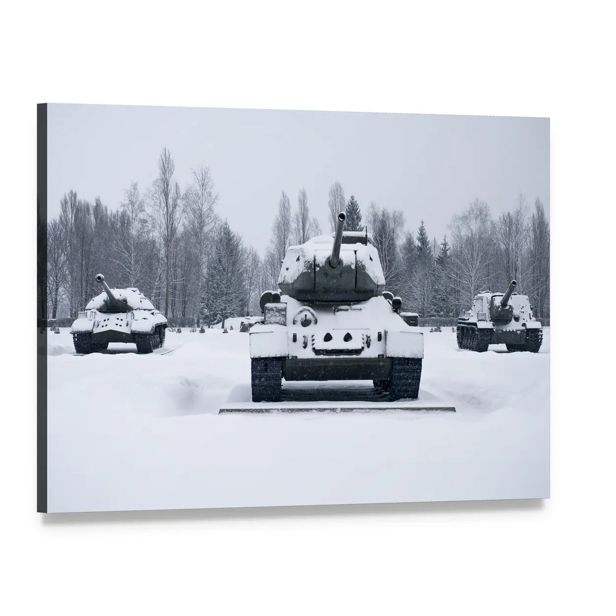 Russian Tanks in Prokhorovka Canvas Wall Art, single panel gallery wrapped canvas, angled product view